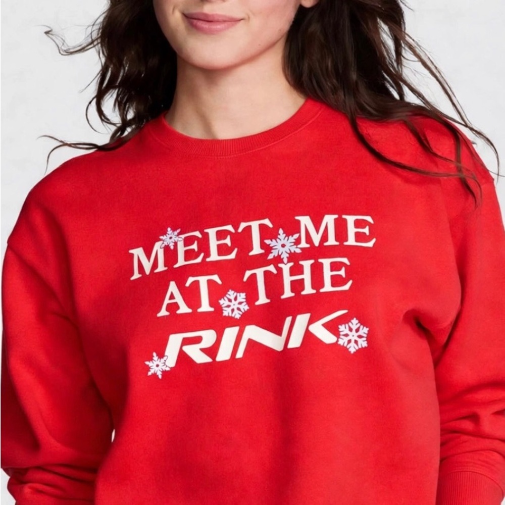 PINK Victoria's Secret Red 'Meet Me At The Rink' Crewneck Sweater